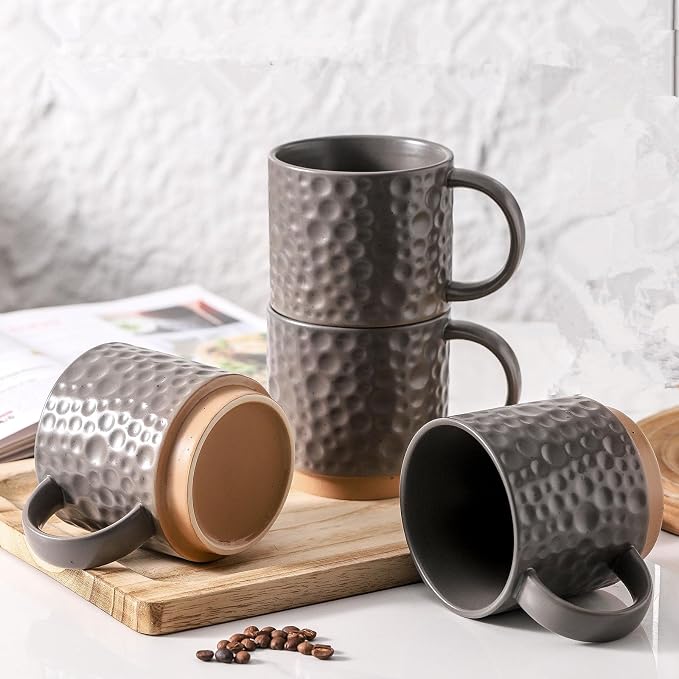 Nihow 16OZ Stackable Coffee Mug Set, Large Ceramic Coffee Mug Set of 4 - Image 8
