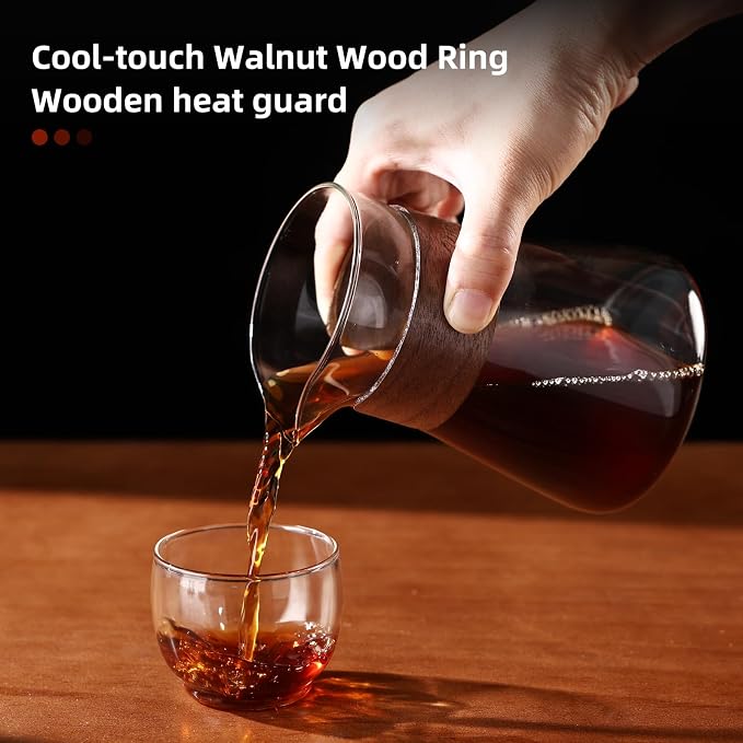 16 oz Glass Coffee Carafe with Wood Heat-Resistant Layer, Coffee Decanter - Image 5