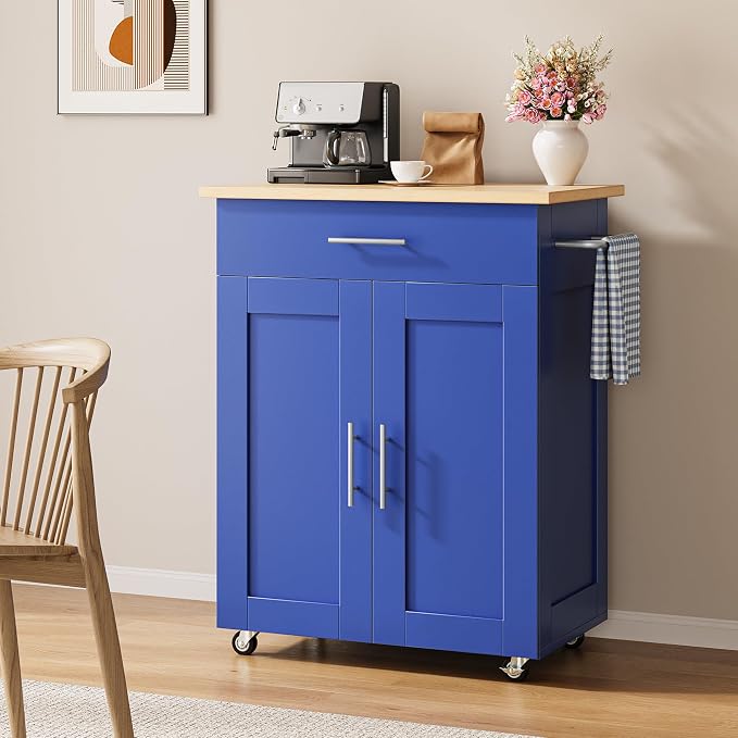 OtterOasis Small Kitchen Island Cart on Wheels, Rolling Kitchen Cart Cabinet by OtterOasis