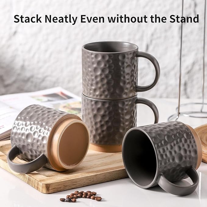 Nihow Ceramic Coffee Mug Set of 4, 16OZ Stackable Coffee Mug Set - Image 6