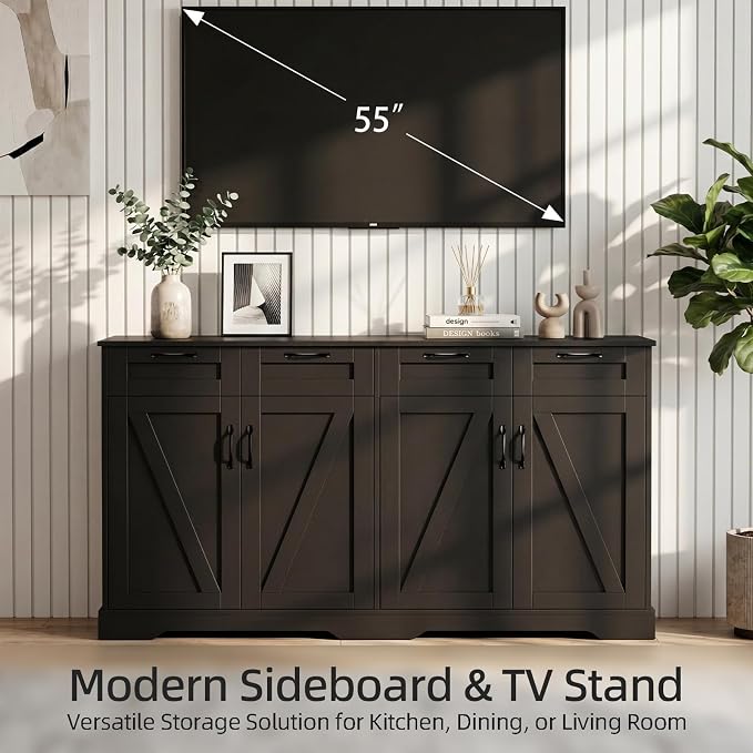60" Farmhouse Buffet Cabinet - Image 7