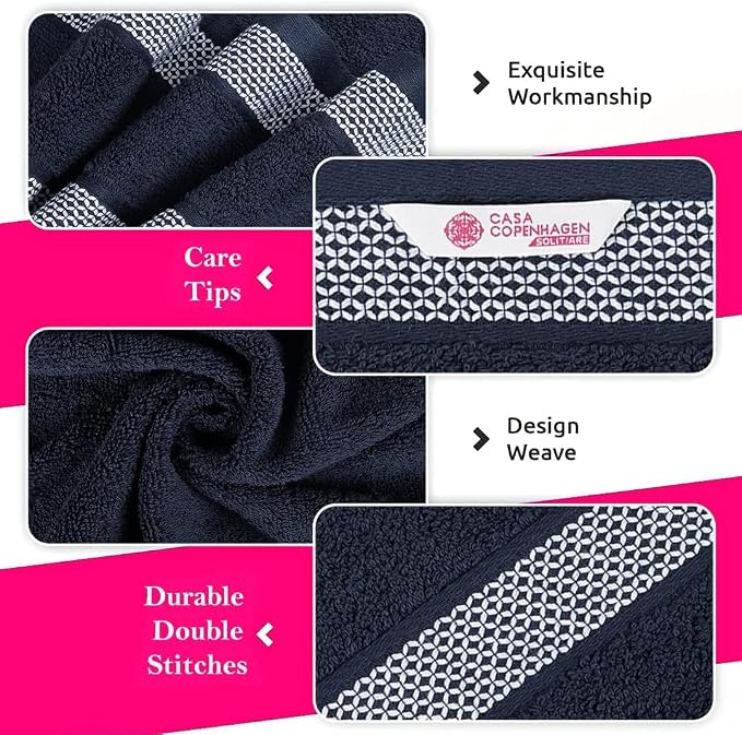 CASA COPENHAGEN Solitaire 6Pcs 100% Egyptian Cotton Large Designer Towels Gift - Image 3
