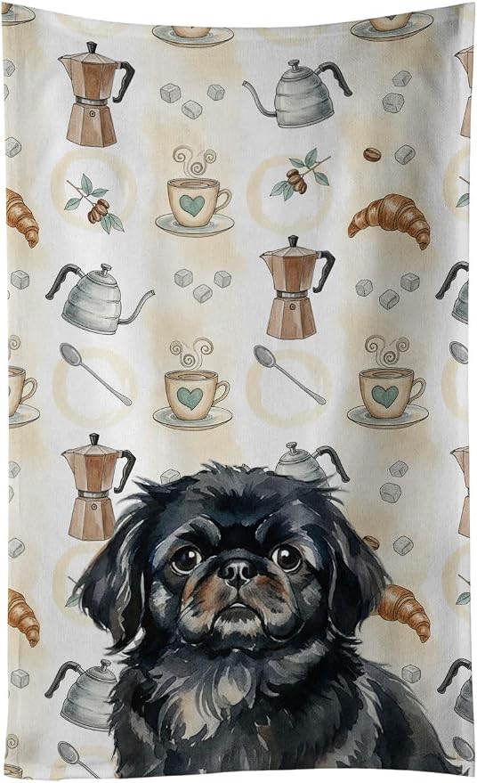 Caroline's Treasures Black Pekingese Coffee Bar Kitchen Towel Velour Plush by CarolinesTreasures