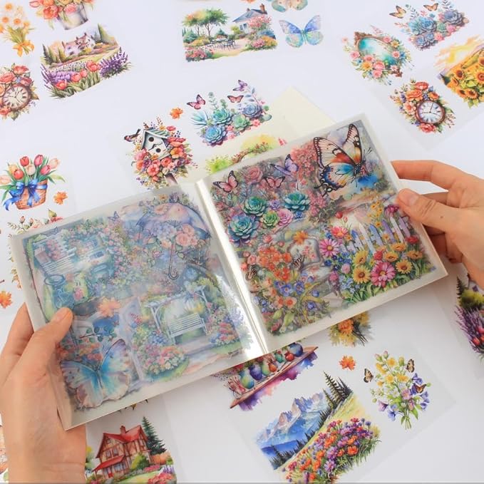 30 Sheets Precut Colorful Garden Landscape Stickers Book - Image 7