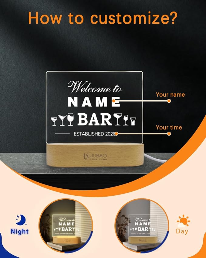 Personalized Light Up Signs for Home Bar Customized Name Gifts Night Light for - Image 2