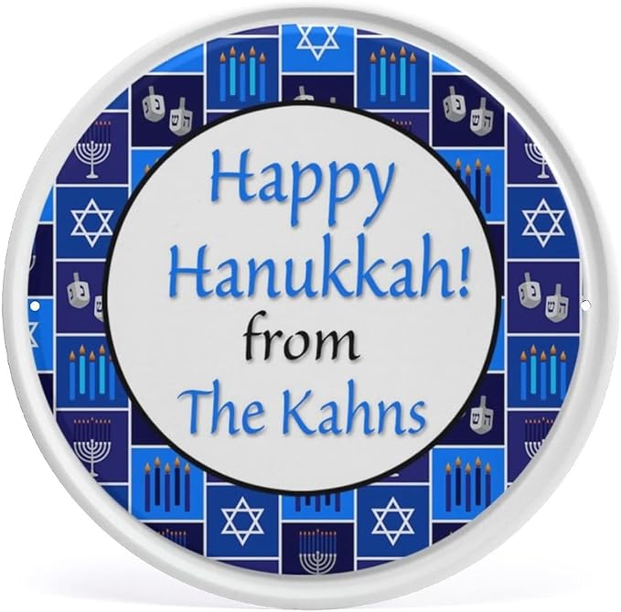 Round Metal Tin Sign Hanukkah Menorah Dreidel Chanukah Antique Tin S Home Decor by Unknown