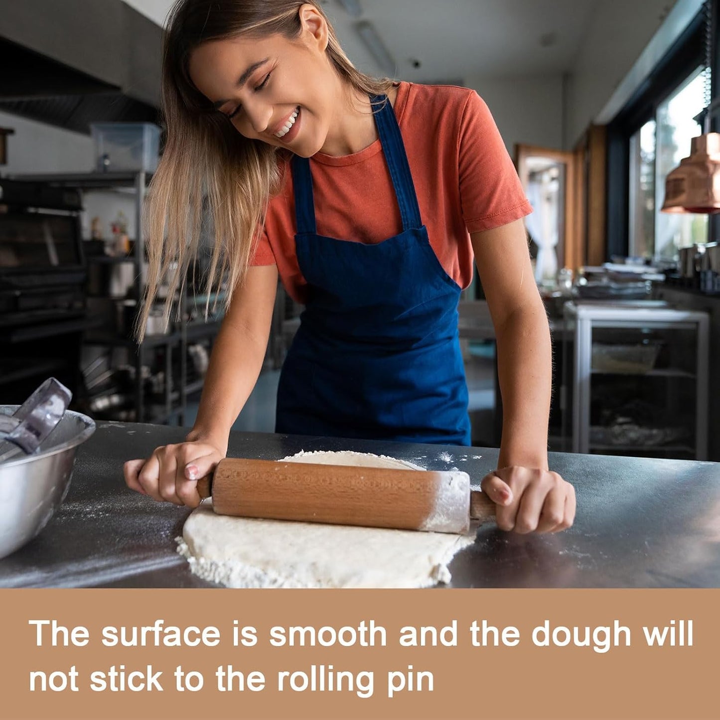 HARFINGTON 2pcs Silicone Rolling Pin 10" Stainless Silicone Surface Non-Stick Stainless Steel Inner Core Dough Roller Kitchen Roller for Baking Pastry Pizza Fondant Bread, Pink,Blue