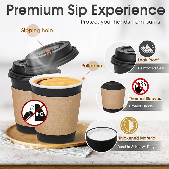 Ginkgo 8 oz Disposable Paper Coffee Cups - Image 3