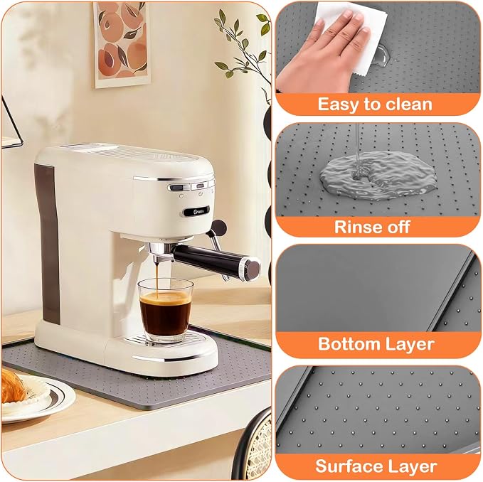 Coffee Machine Mat, 11.5x18.5 Inch Silicone Coffee Maker Mat - Image 4