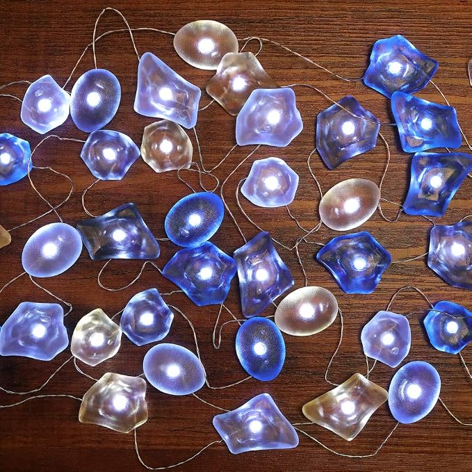 WSgift Sea Glass String Lights, Beach Theme Decorative Lights 19 Ft 40 LED USB - Image 2