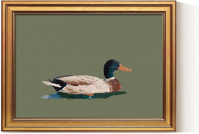 ARPEOTCY Vintage Animal Wall Art Framed, Duck Oil Painting Illustration by ARPEOTCY
