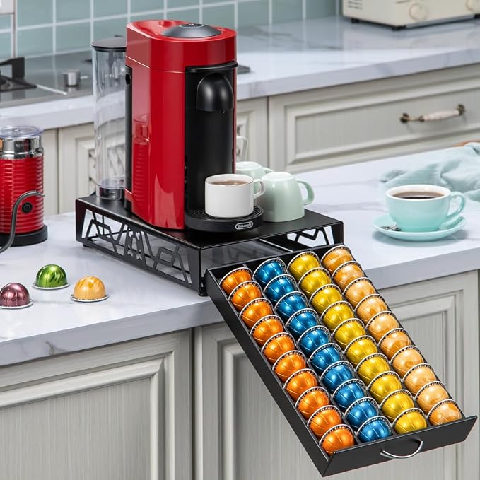 FlagShip Vertuo Pod Holder- Modern Black Metal Coffee Capsule Organizer & - Image 6
