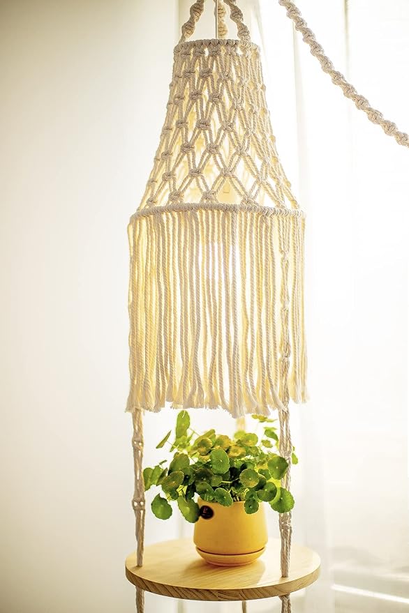 YKBU Macrame Plant Hanger Shelf Hanging Rope Shelf Indoor - Image 4