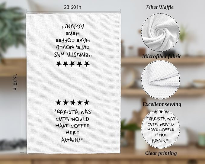 Coffee Bar Decor, Funny Coffee Kitchen Hand Towels, Dish Towels, 16x24 Inches - Image 4