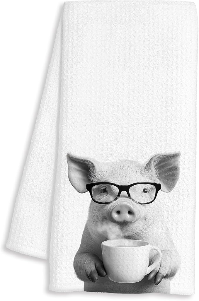Funny Pig Decor Coffee Kitchen Towels Gift, Pig Gifts by Unknown