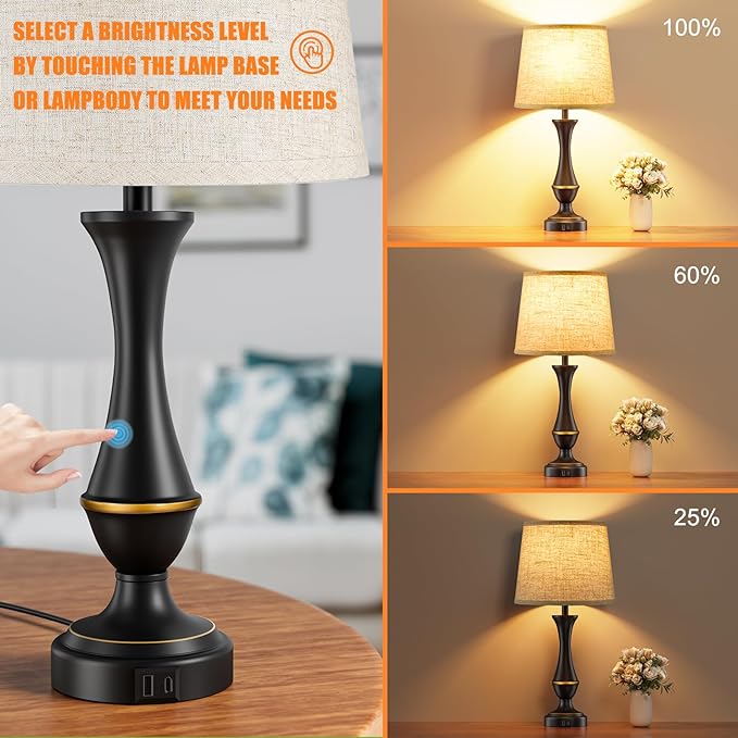 Seealle Upgraded Touch Lamps for Night Stands Set of 2 - Image 2