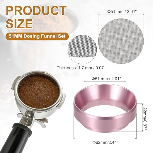 uxcell 51MM Espresso Dosing Funnel Set, 2.44 x 0.87 Dosing Funnel - Image 2