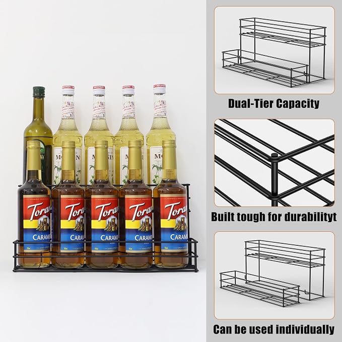 Coffee Syrup Rack for 10 Bottles, Tiered Coffee Syrup Organizer & Holder - Image 4