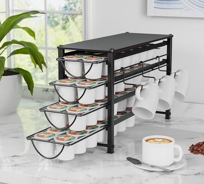 HFHOME Coffee Pod Organizer for Countertop, 4-Tier Metal Storage Drawer - Image 2