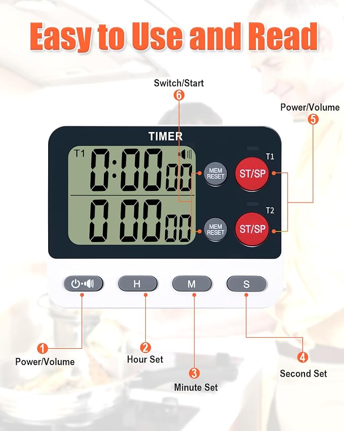TPNEG Dual Kitchen Timer Digital - Image 3