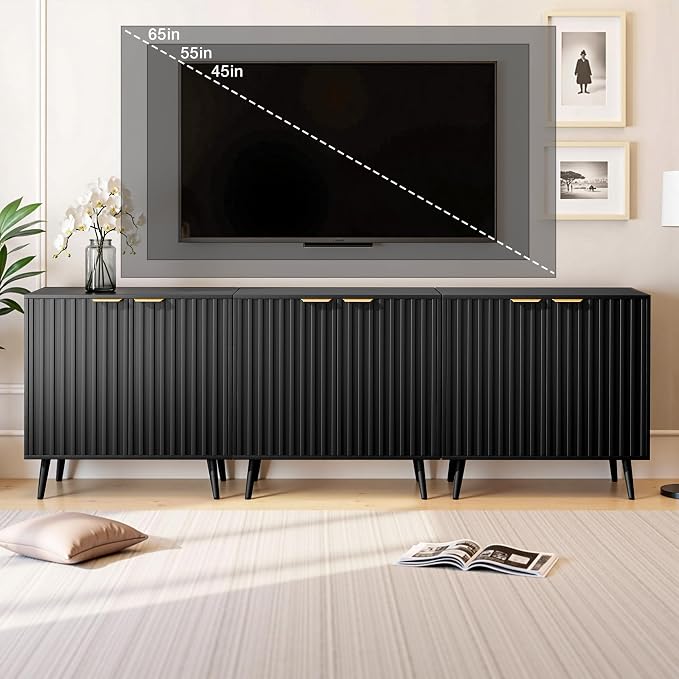 Set of 2 Fluted Storage Cabinet, Buffet Cabinet - Image 5
