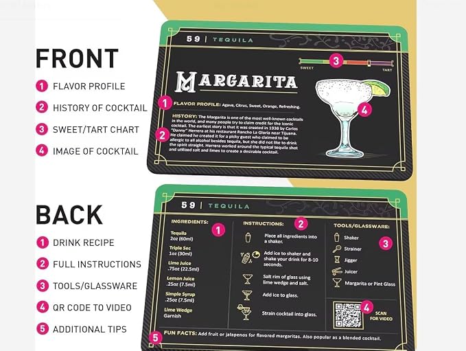 Cocktail Recipe Cards Set Home Bartender, 100 Drink Recipes - Image 6