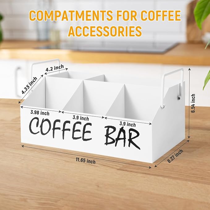 Coffee Station Organizer for Countertop, 5Compartments Coffee Bar Accessories - Image 3