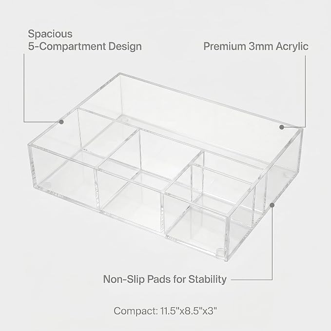 Acrylic Coffee Bar Station, Countertop Snack Tea Organizer & Condiment Tray | - Image 8