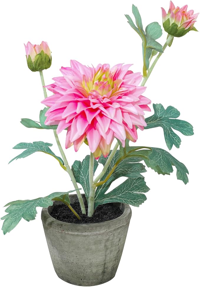Rose Red Dahlia Flowers Fake Silk Mums Flower Artificial Chrysanthemum Flowers by RosscerArtificialFlowers
