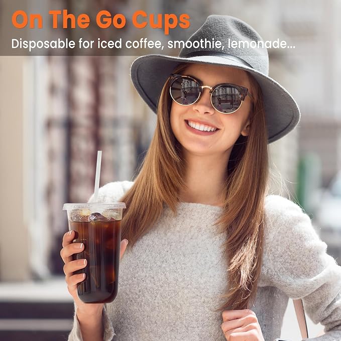 [100 Sets - 18oz Round Bottom Clear Plastic Cups - Image 6
