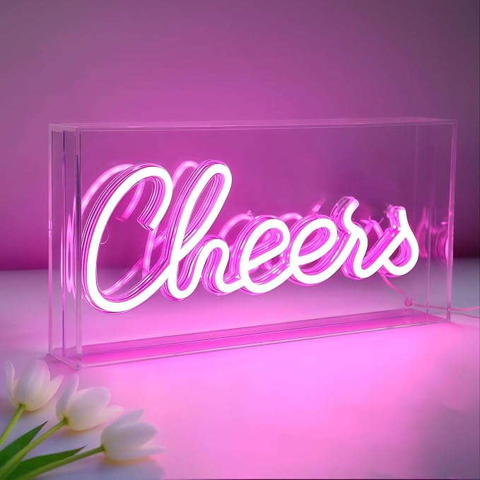 Cheers Neon Sign, USB LED Desk Lightbox Cheers Sign by HOSITARK