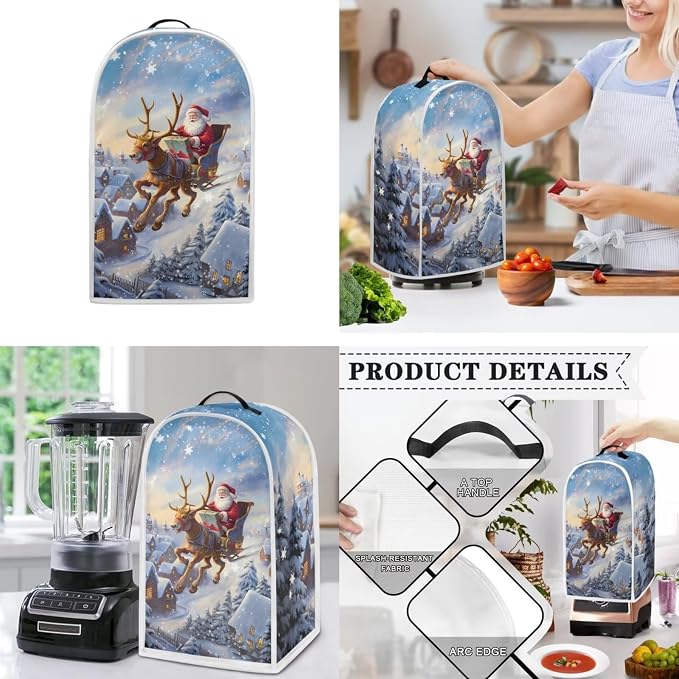 Doginthehole Santa Claus Deer Print Blender and Toaster Cover 2 Slice, - Image 3