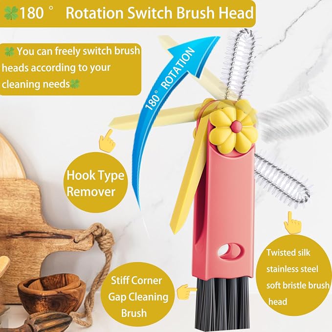3 in 1 Cup Lid Cleaning Brush, Cup Lid Brush, Upgraded 3PCS Multifunctional - Image 2