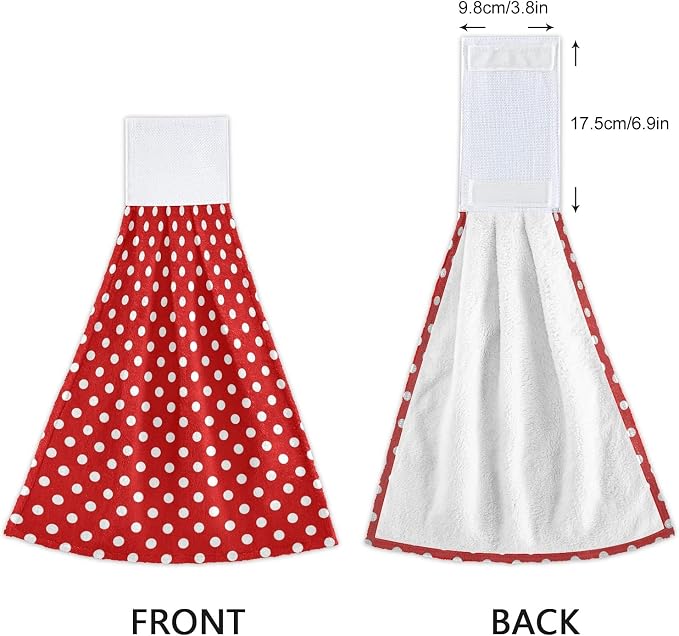Dussdil Red White Polka Dot Kitchen Hanging Towel 12 x 17 in, Bath Hand - Image 4