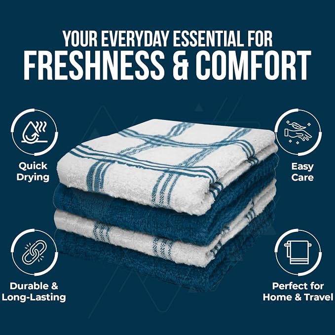 DAN RIVER Premium Dish Cloth 100% Cotton 12 X 12 Inches |Pack of 8|-Ultra Soft - Image 6