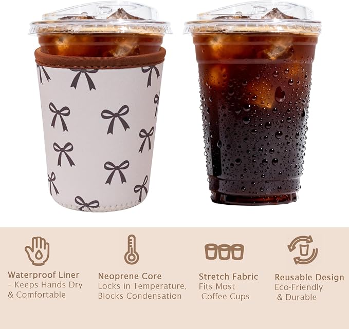 Reusable Insulated Sleeve for Iced Coffee Cup, Coffee Neoprene Sleeve for Cold - Image 6