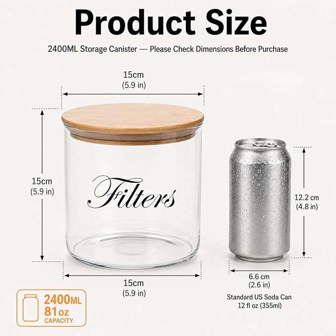 Coffee Filter Holder, Glass Storage Basket Container - Image 2