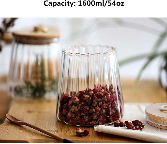 Glass Coffee Nuts Canister Airtight Storage Jar Petal Decorative Container - Image 6