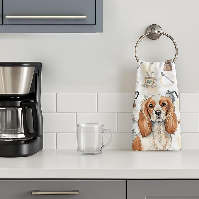 Caroline's Treasures Blenheim Cavalier Spaniel Coffee Bar Kitchen Towel Velour - Image 3