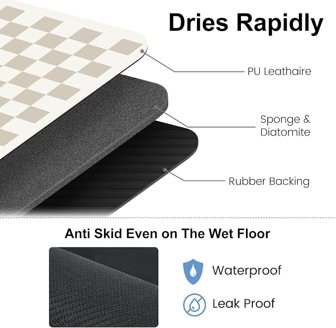Clinuse Coffee Mats, Quick Dry Mat, Diatomite Absorbent Aesthetic Large Drying - Image 3