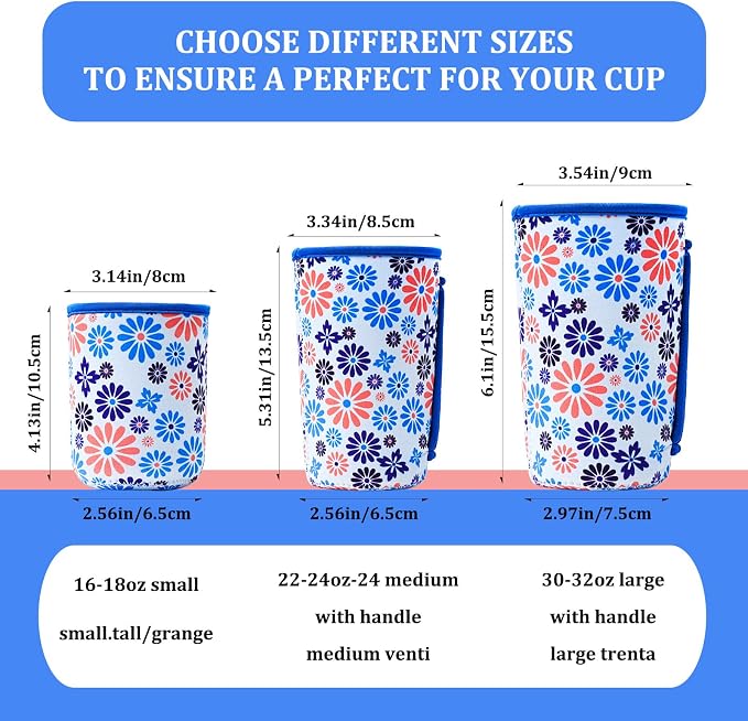 KJQJLY 3 Pack Reusable Iced Coffee Sleeves - Image 2