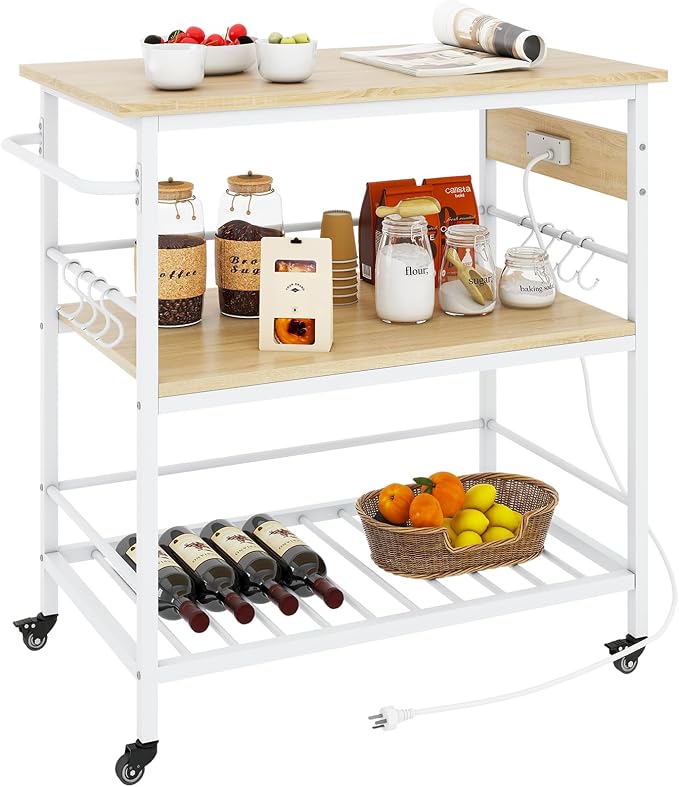 IBUYKE Kitchen Island with 3 Shelves, Island Table by IBUYKE