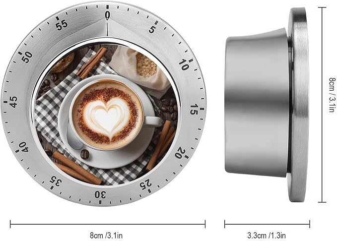 Coffee Cup and Coffee Beans on Old Wooden Table Kitchen Timer Cute Magnetic - Image 2