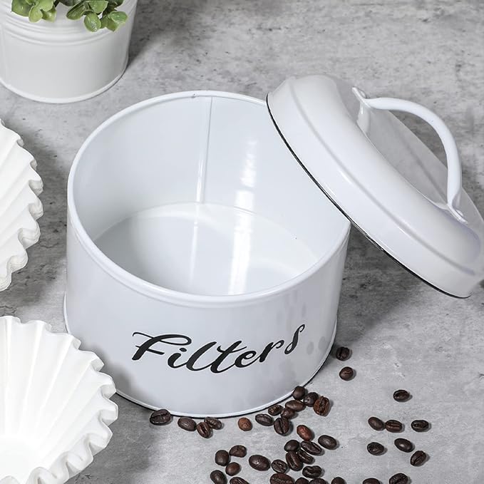 Webake Coffee Filter Holder, Farmhouse White Coffee Filter Storage Container - Image 5