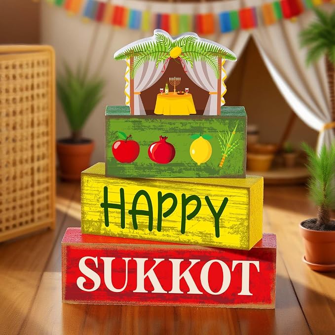 Yuntau 4 Pcs Happy Sukkot Table Decorations Sukkot Centerpieces - Image 7