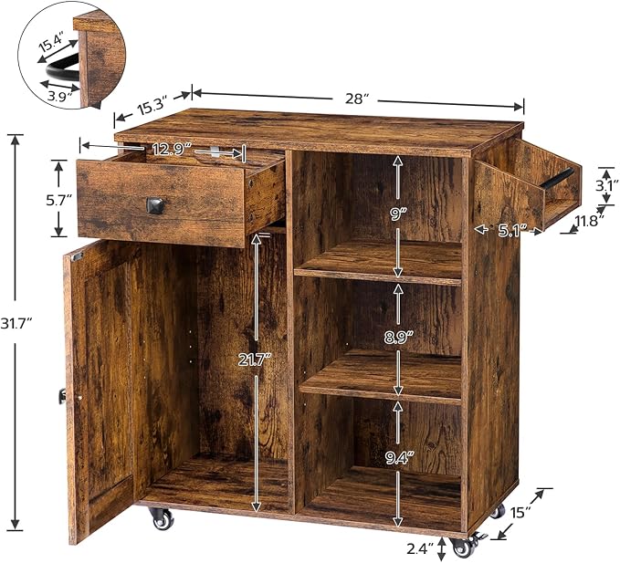 HOOBRO Kitchen Island, Storage Cabinet - Image 5