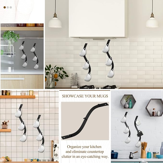 Sosation 4 Pack Coffee Mug Wall Rack Mounted - Image 6