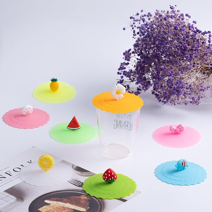 8PCS Silicone Cup Covers, Colorful Anti-Dust Mug Covers, Cute Silicone Lids - Image 3