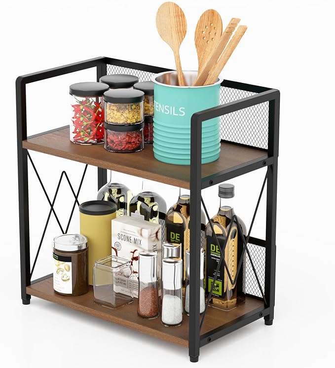 Aduanbang Coffee Bar Accessories Organizer, Seasoning Organizer, 2 Tier Wooden by Aduanbang