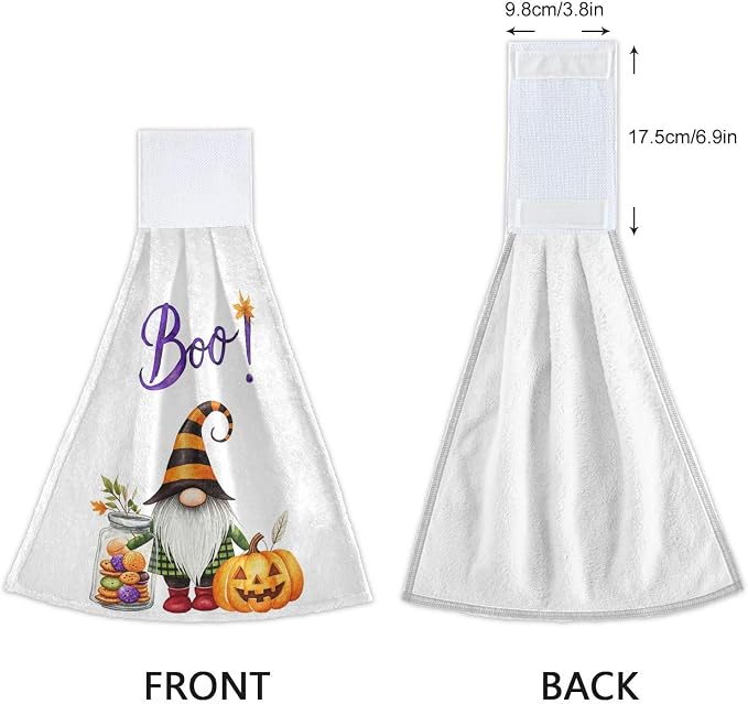 Halloween Gnomes BOO Kitchen Hanging Towel 12 x 17 Inch Pumpkin Maple Leaves - Image 4
